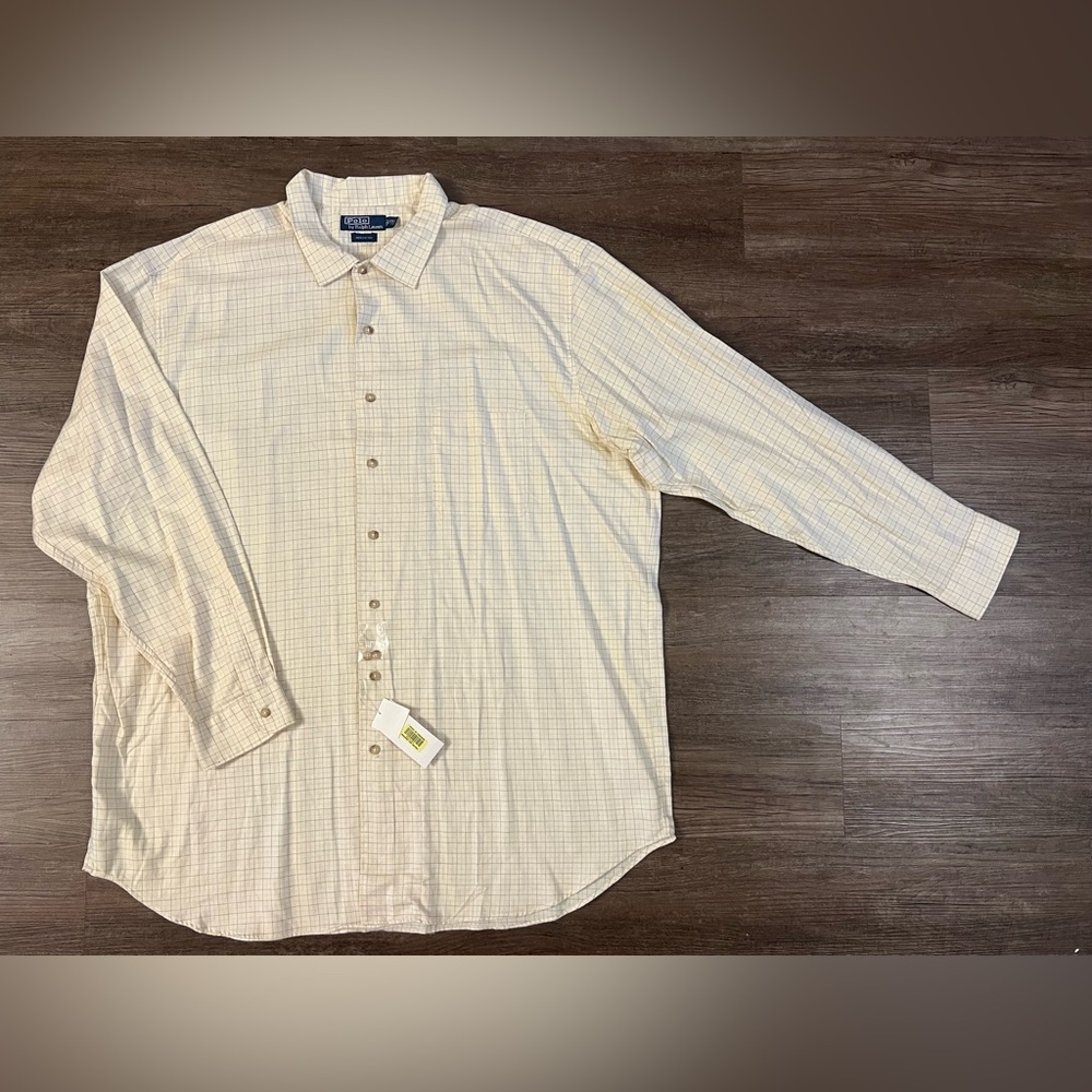 Ralph Lauren Polo Big & Tall Twill Sport‎ Shirt Men 2XLT Long Sleeve Plaid D23
